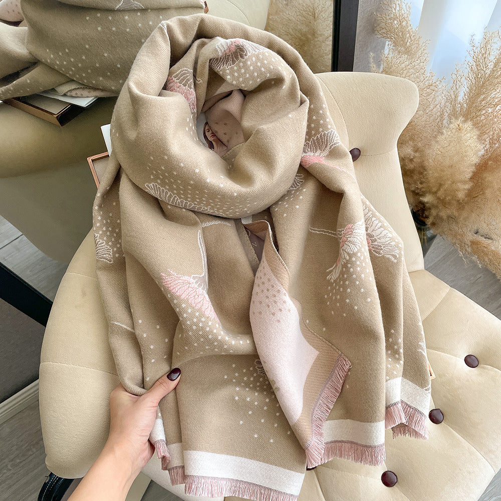 Cashmere-like Thick Warm Tassel Decorative Scarf