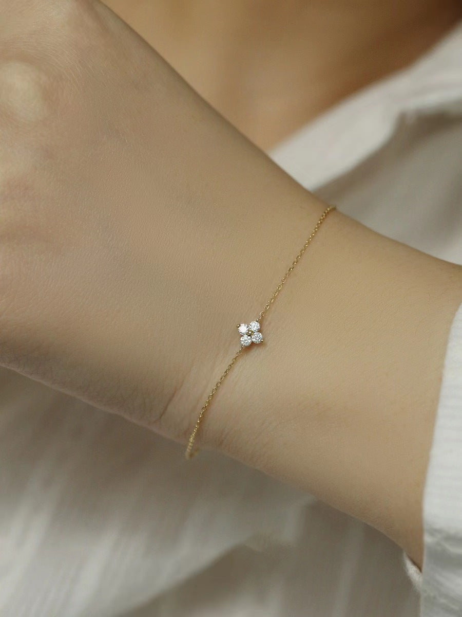 925 Sterling Silver Mini Flower Zircon Bracelet for Girl Minimalist 14k Gold Plated Lucky Bracelet Fine Jewelry